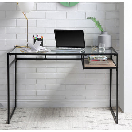 ACME 92580 Yasin Writing Desk, Black & Glass