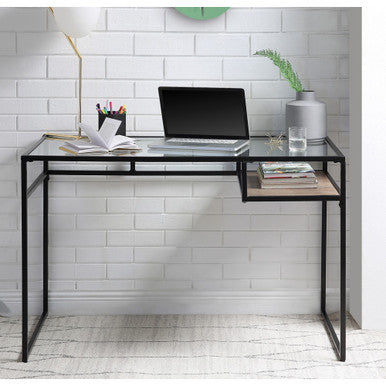 ACME 92580 Yasin Writing Desk, Black & Glass ACME Furniture