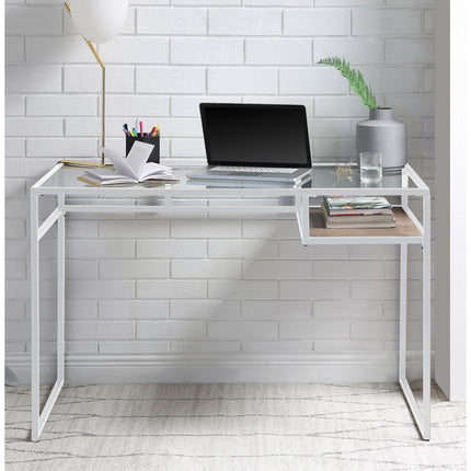 ACME 92582 Yasin Writing Desk, White & Glass