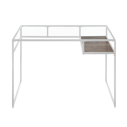 ACME 92582 Yasin Writing Desk, White & Glass  2