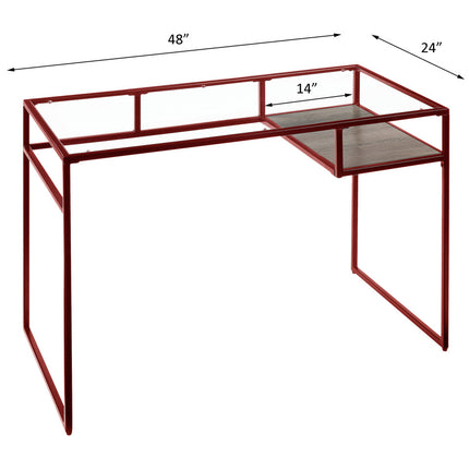 ACME 92584 Yasin Writing Desk, Red & Glass  1