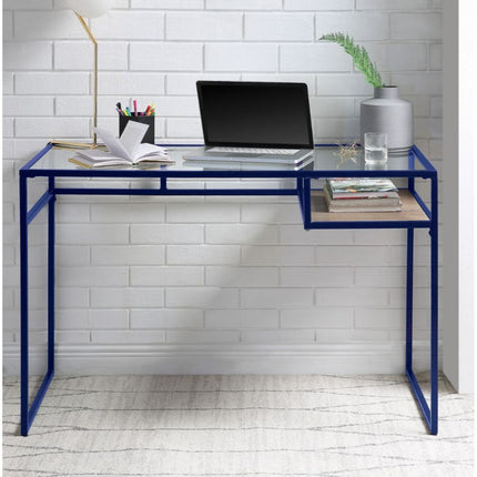 ACME 92586 Yasin Writing Desk, Blue & Glass