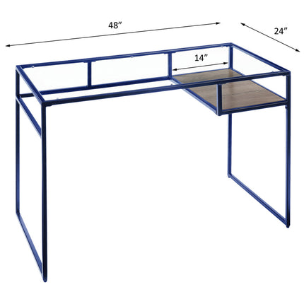 ACME 92586 Yasin Writing Desk, Blue & Glass  1