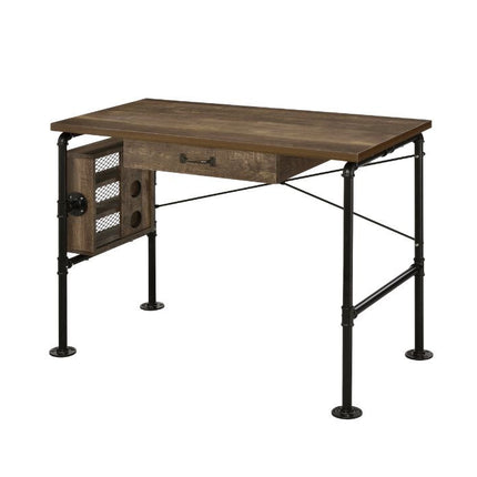 ACME 92595 Endang Writing Desk, Weathered Oak & Black Finish