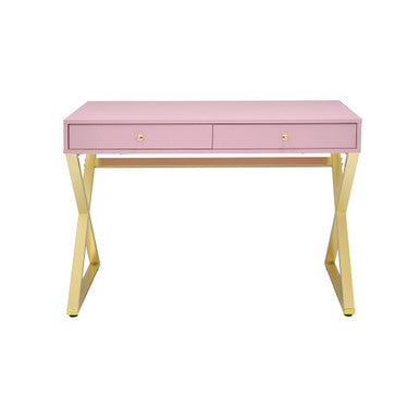 ACME 92612 Coleen Desk, White & Brass ACME Furniture