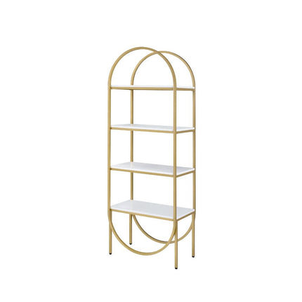 ACME 92662 Lightmane Bookshelf, White High Gloss & Gold