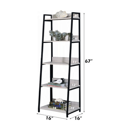 ACME 92673 Wendral Bookshelf (5-Tier, 16"L), Natural & Black  2
