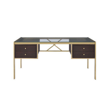 ACME 92785 Yumia Desk, Gold & Clear Glass (1Set/3Ctn) ACME Furniture