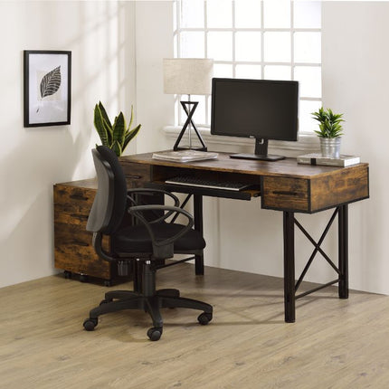ACME 92795 Settea Computer Desk, Weathered Oak & Black Finish