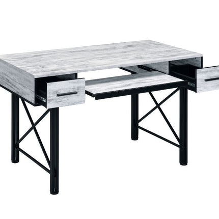 ACME 92797 Settea Computer Desk, Antique White & Black Finish