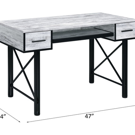 ACME 92797 Settea Computer Desk, Antique White & Black Finish