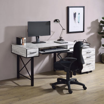 ACME 92797 Settea Computer Desk, Antique White & Black Finish