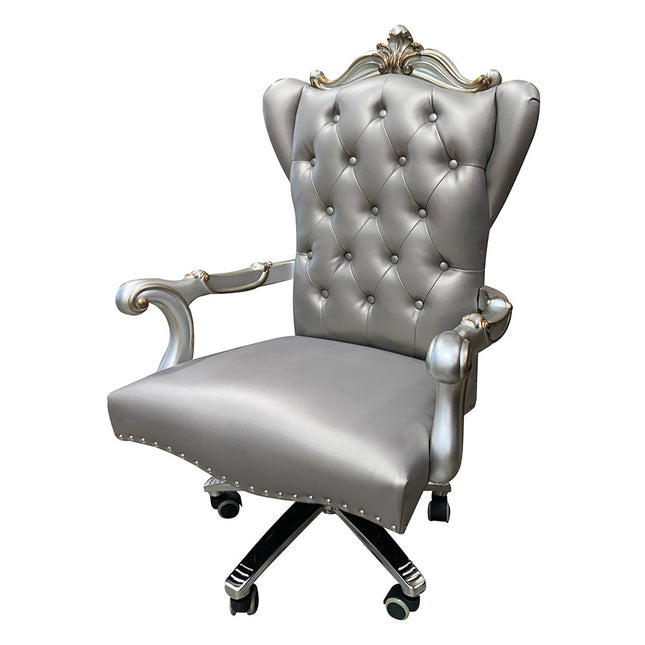 ACME 92822 Versailles Executive Chair with Swivel & Lift, Silver PU & Antique Platinum  1