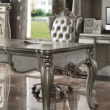 ACME 92822 Versailles Executive Chair with Swivel & Lift, Silver PU & Antique Platinum ACME Furniture