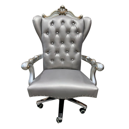 ACME 92822 Versailles Executive Chair with Swivel & Lift, Silver PU & Antique Platinum  2