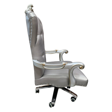 ACME 92822 Versailles Executive Chair with Swivel & Lift, Silver PU & Antique Platinum  3