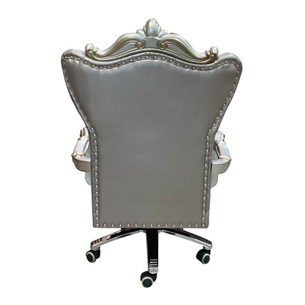 ACME 92822 Versailles Executive Chair with Swivel & Lift, Silver PU & Antique Platinum  4