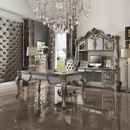ACME 92822 Versailles Executive Chair with Swivel & Lift, Silver PU & Antique Platinum  5
