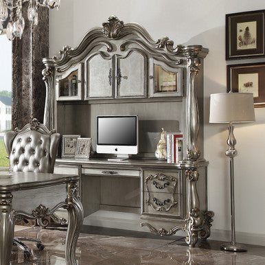 ACME 92824 Versailles Computer Desk & Hutch, Antique Platinum (1Set/2Ctn) ACME Furniture