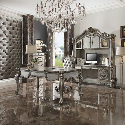 ACME 92824 Versailles Computer Desk & Hutch, Antique Platinum (1Set/2Ctn)  2