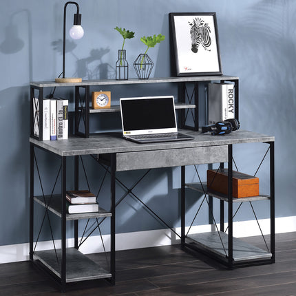 ACME 92875 Amiel Music Recording Studio Desk, Faux Concrete & Black