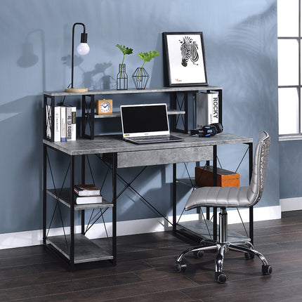 ACME 92875 Amiel Music Recording Studio Desk, Faux Concrete & Black