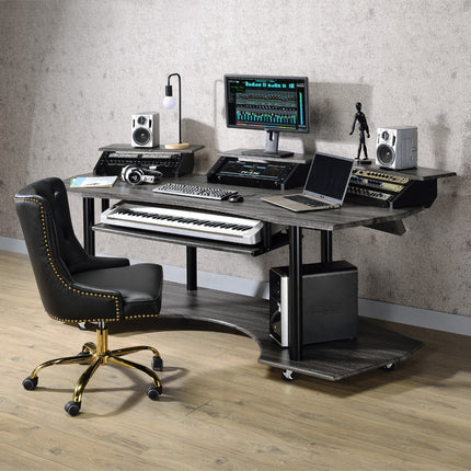 ACME 92895 Eleazar Music Recording Studio Desk, Black Oak