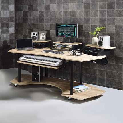 ACME 92897 Eleazar Music Recording Studio Desk, Natural Oak