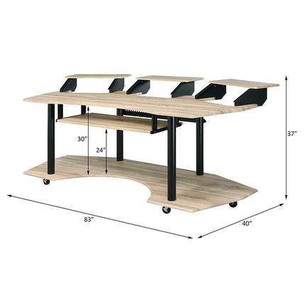 ACME 92897 Eleazar Music Recording Studio Desk, Natural Oak