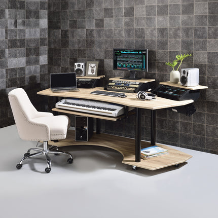 ACME 92897 Eleazar Music Recording Studio Desk, Natural Oak
