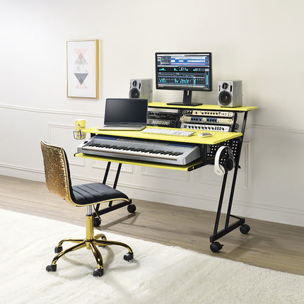 ACME 92904 Suitor Music Recording Studio Desk, Yellow & Black