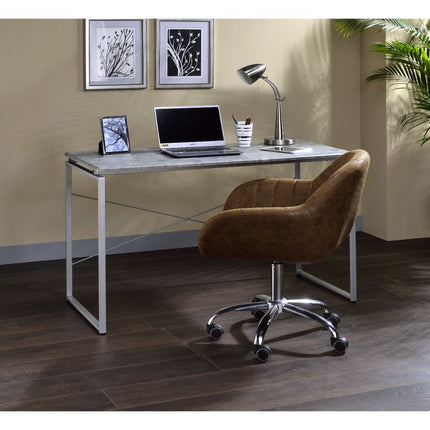 ACME 92905 Jurgen Desk, Faux Concrete & Silver