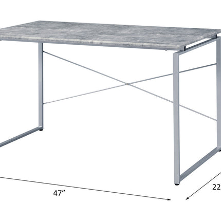 ACME 92905 Jurgen Desk, Faux Concrete & Silver