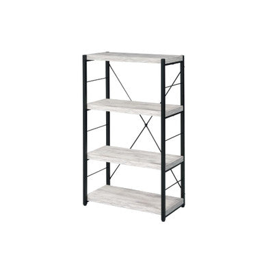 ACME 92917 Jurgen Bookshelf, Antique White & Black ACME Furniture