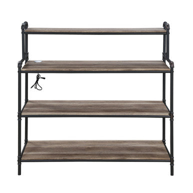 ACME 92999 Cordelia Built-in USB Port Book Shelf, LED, Antique Oak, Sandy Black & Dark Bronze Hand-Brushed Finish ACME Furniture
