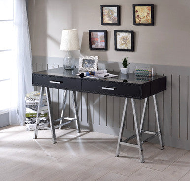 ACME 93045 Coleen Built-in USB Port Writing Desk, Black High Gloss & Chrome Finish ACME Furniture