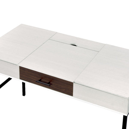 ACME 93090 Verster Built-in USB Port Writing Desk, Natural & Black Finish  2