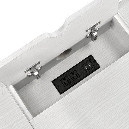 ACME 93090 Verster Built-in USB Port Writing Desk, Natural & Black Finish  4