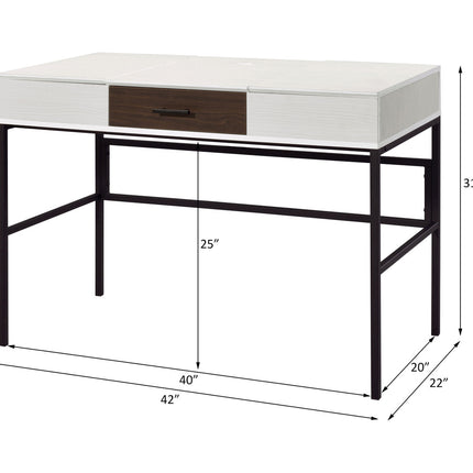 ACME 93090 Verster Built-in USB Port Writing Desk, Natural & Black Finish  7