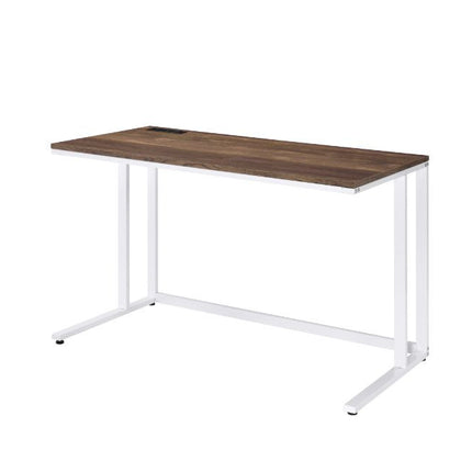 ACME 93094 Tyrese Built-in USB Port Writing Desk, Walnut & White Finish