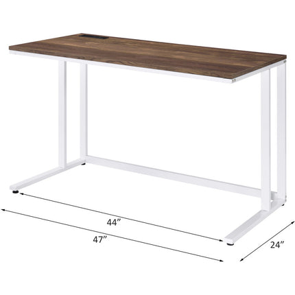 ACME 93094 Tyrese Built-in USB Port Writing Desk, Walnut & White Finish  5