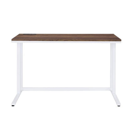 ACME 93094 Tyrese Built-in USB Port Writing Desk, Walnut & White Finish  3
