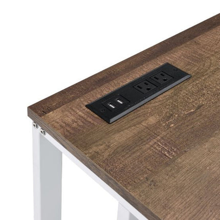 ACME 93094 Tyrese Built-in USB Port Writing Desk, Walnut & White Finish  1