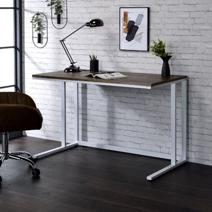 ACME 93094 Tyrese Built-in USB Port Writing Desk, Walnut & White Finish  4