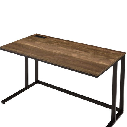 ACME 93096 Tyrese Built-in USB Port Writing Desk, Walnut & Black Finish  2