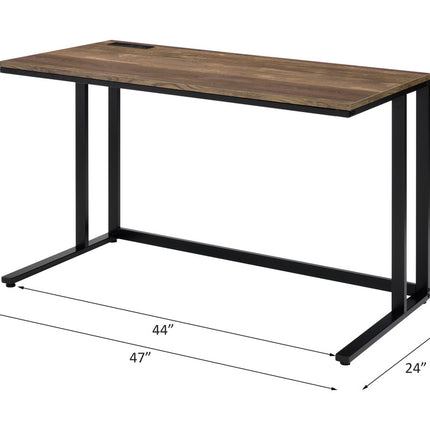 ACME 93096 Tyrese Built-in USB Port Writing Desk, Walnut & Black Finish  5