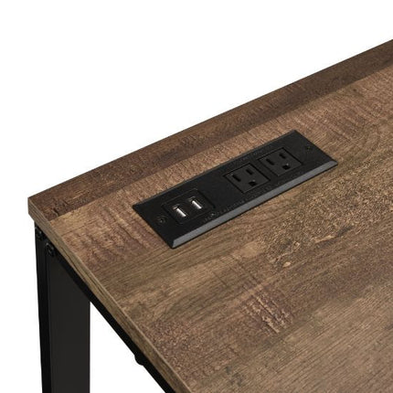 ACME 93096 Tyrese Built-in USB Port Writing Desk, Walnut & Black Finish  1