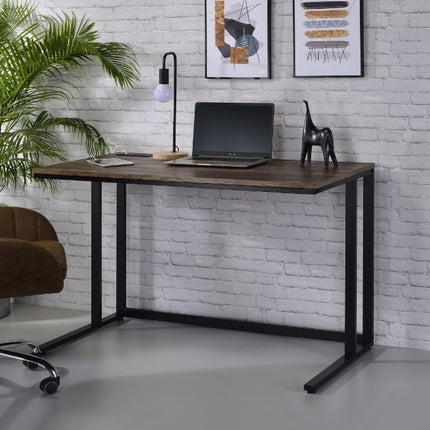 ACME 93096 Tyrese Built-in USB Port Writing Desk, Walnut & Black Finish  4
