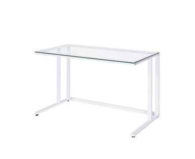 ACME 93098 Tyrese Writing Desk, Clear Glass & White Finish ACME Furniture