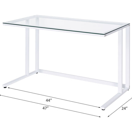 ACME 93098 Tyrese Writing Desk, Clear Glass & White Finish  4